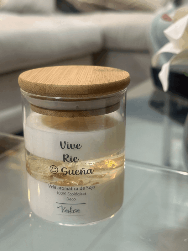 Vela frasco Vive, Rie, Sueña, Vaikoa